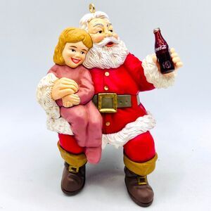 VINTAGE 1995 Coca-Cola Trim-a-Tree Chirstmas Ornament 1964 Santa w/ Girl on Lap